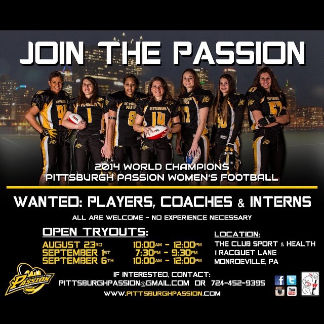 2015 Pittsburgh Passion Try-Outs! Looking for Players, Coaches & Interns!